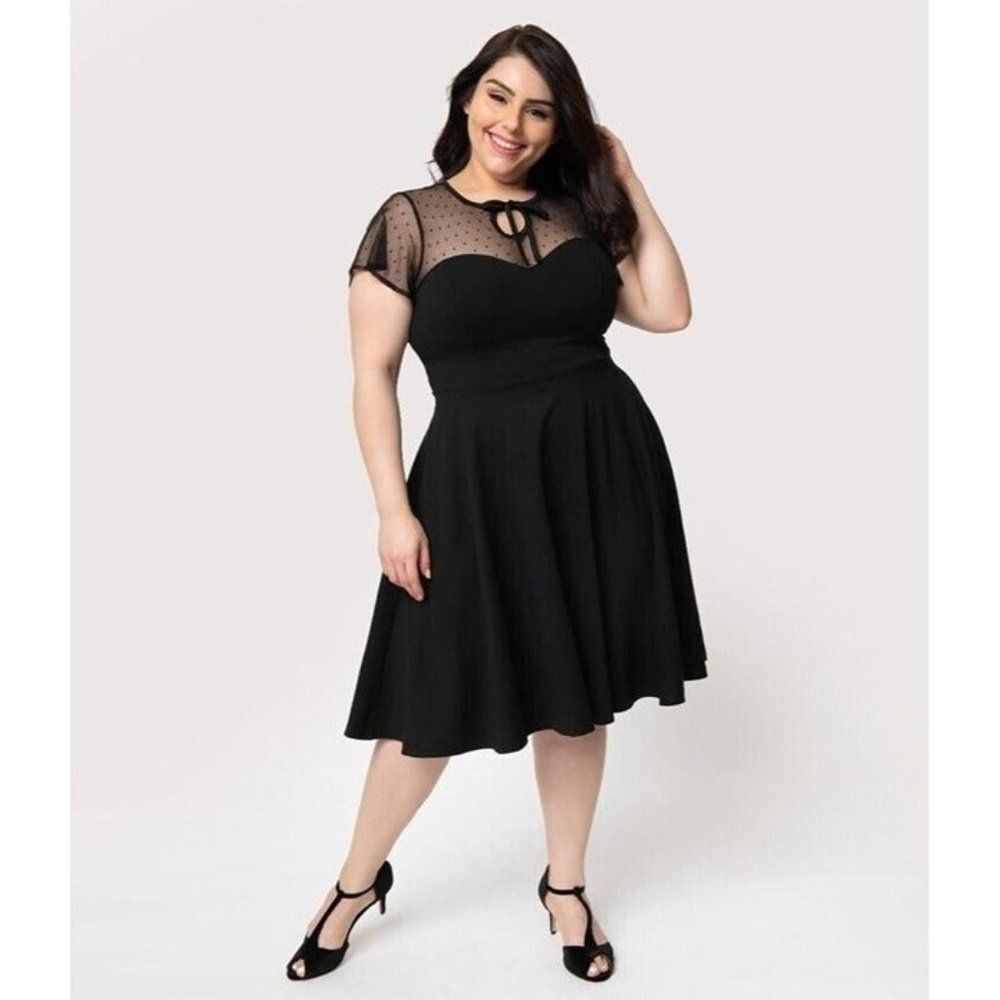 Unique Vintage Black Midi Dress
